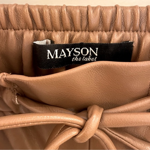Mayson the Label Vegan Leather Relaxed Drawstring Pant in Mushroom - Picture 5 of 6